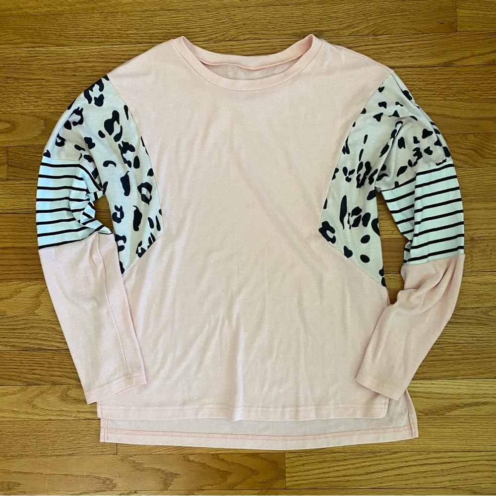 Unbranded Long Sleeve Sweater Women’s Medium Pink Leopard Print Stripes Amazon